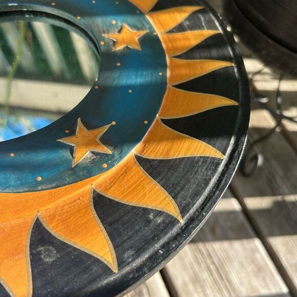 Vintage Handcrafted Sun and Moon Celestial Wall Mirror 13" - Picture 10 of 16